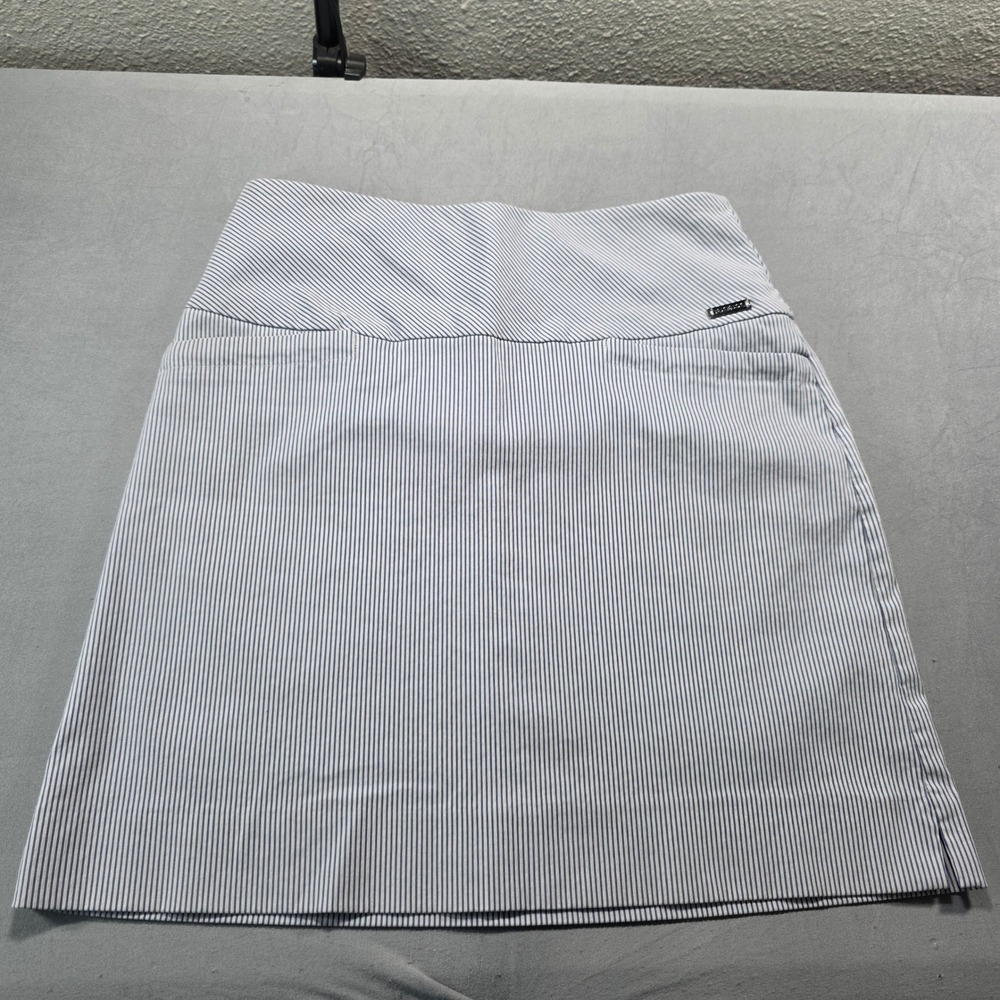 S.C. & CO Striped Golf Skort Blue White Pinstripe Active Skirt Pockets Size S/M*